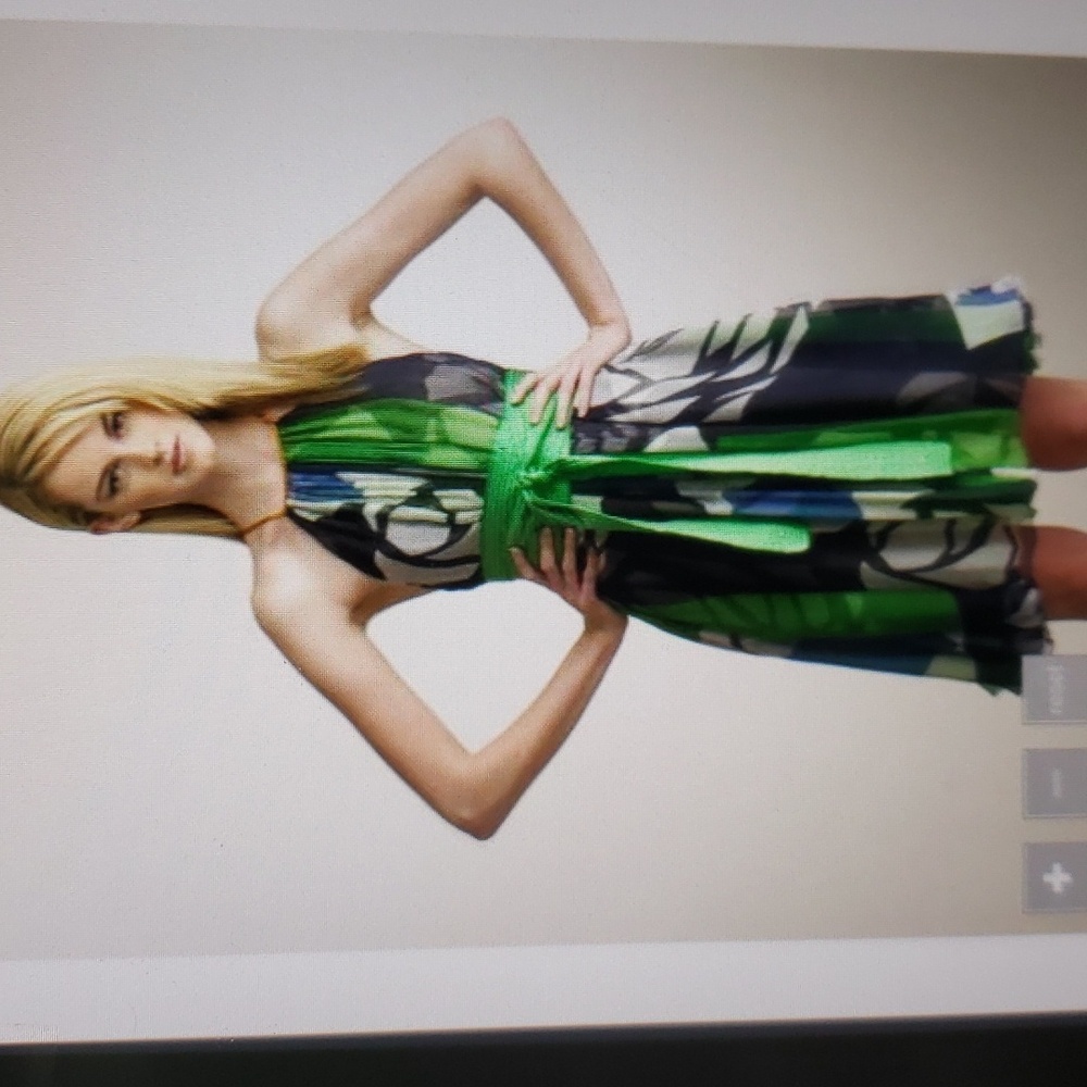 Silk Chiffon Green Belted Dress